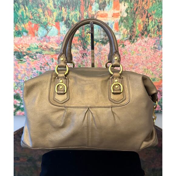 GUC Coach F15447 Ashley Satchel in Olive/Bronze Leather - Picture 2 of 13